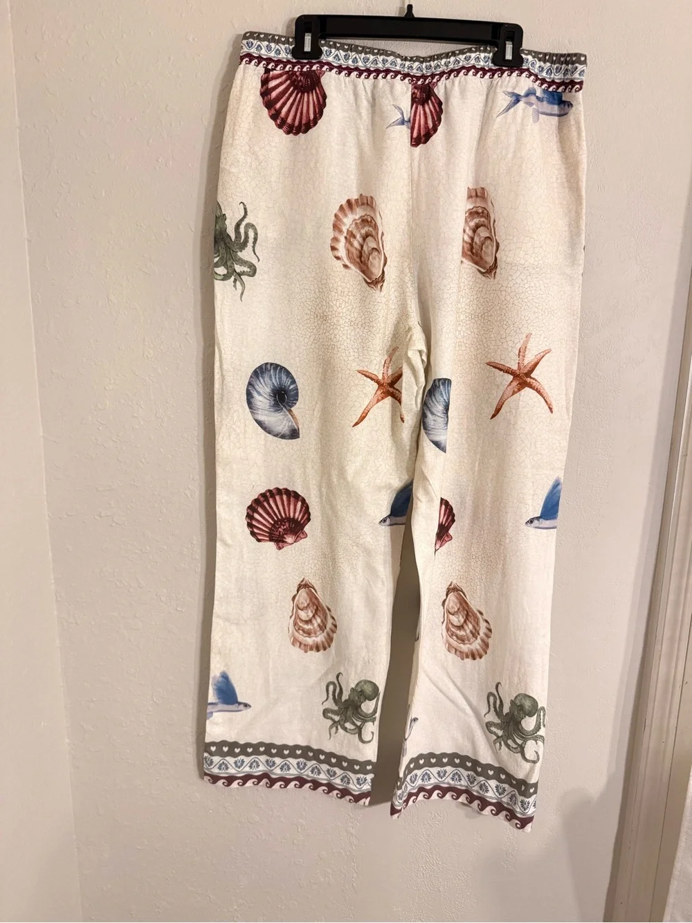 Calypso St. Barth Linen Blend Coastal Seashell Octopus wise leg Pants